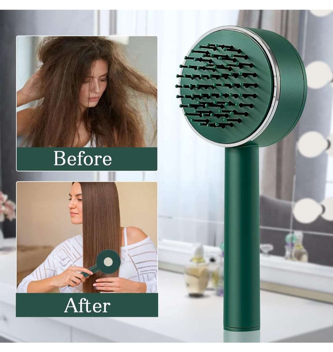 Air Cushion Massage Brush With Long Handel & Self-Cleaning Detaning Comb Hair Accessories